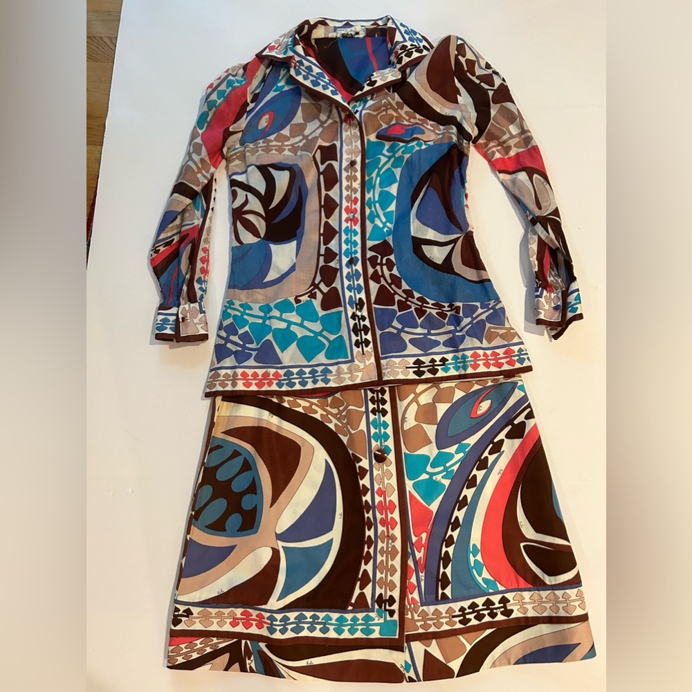 Vintage Emilio Pucci Cotton  Blouse Skirt
